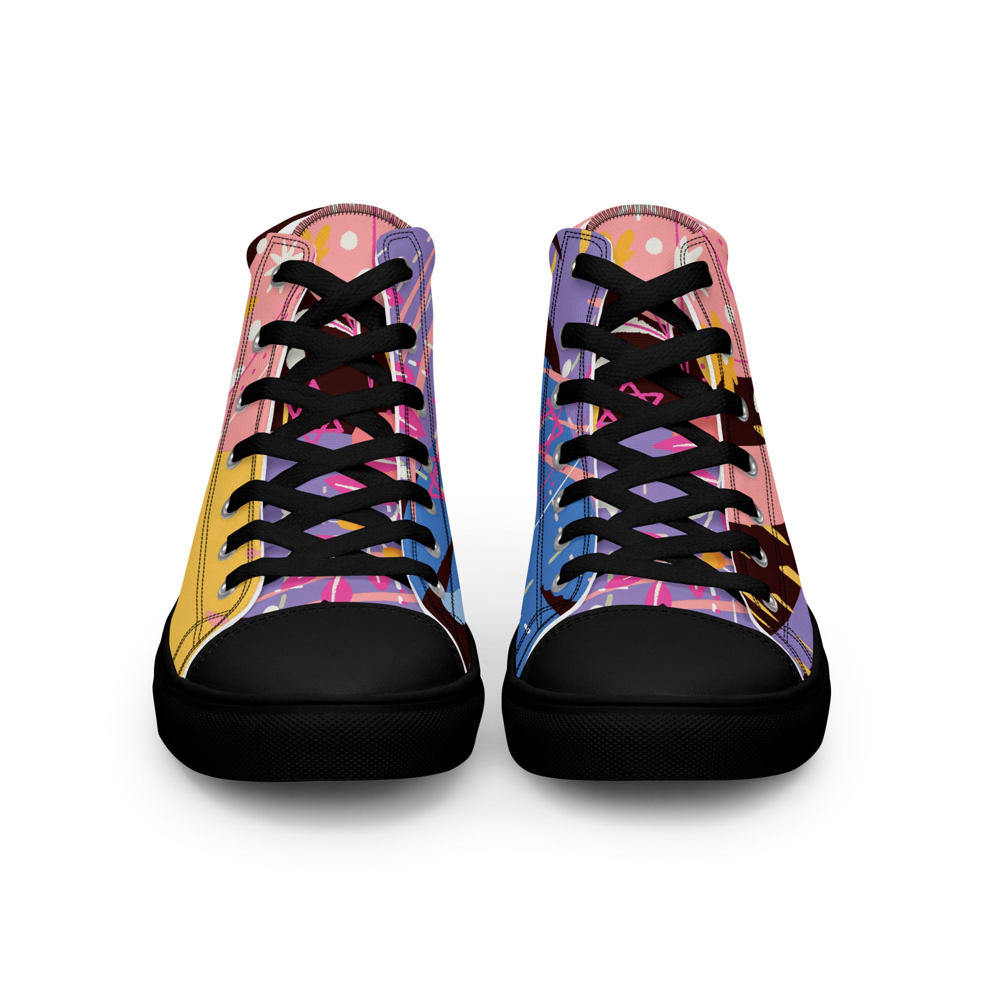 Limited edition women’s high top canvas sneaker shoes custom designer with psychedelic pattern print, perfect gift for girlfriend