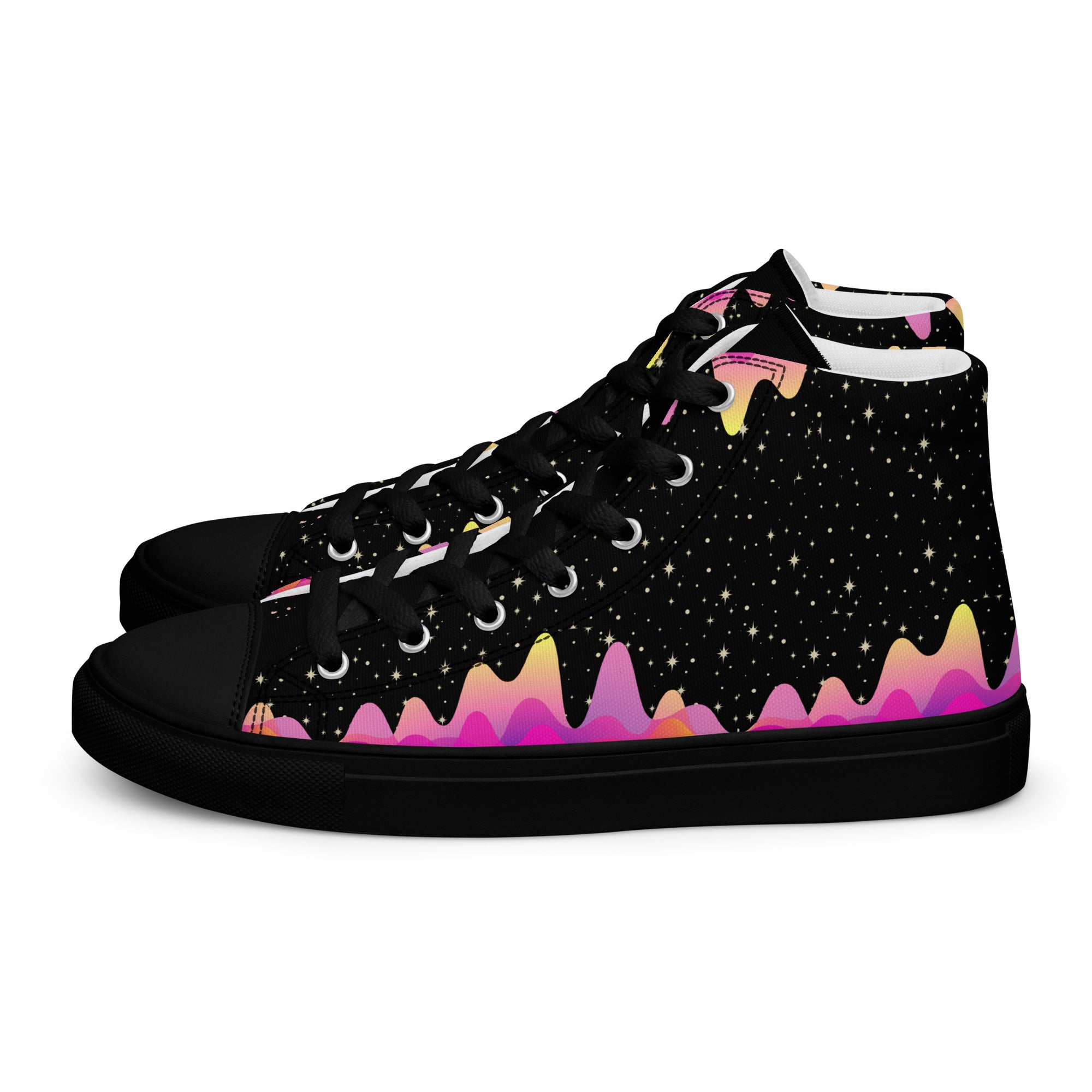 Limited edition women’s high top canvas sneaker shoes custom designer with Sound wave pattern print