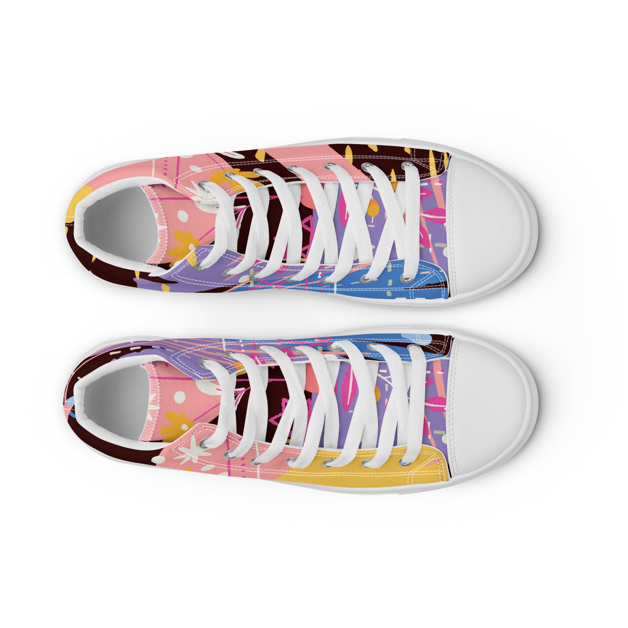Limited edition women’s high top canvas sneaker shoes custom designer with psychedelic pattern print, perfect gift for girlfriend
