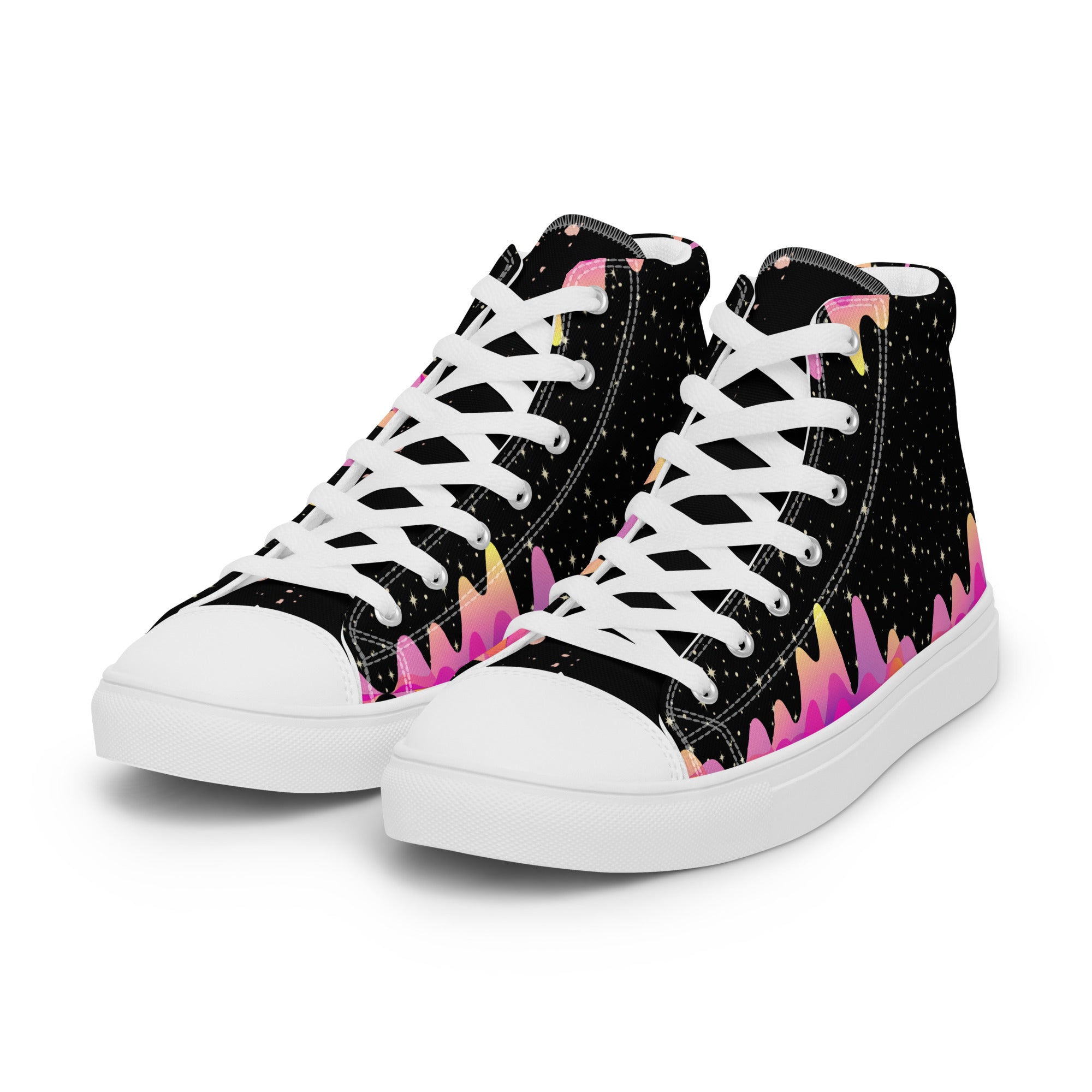 Limited edition women’s high top canvas sneaker shoes custom designer with Sound wave pattern print